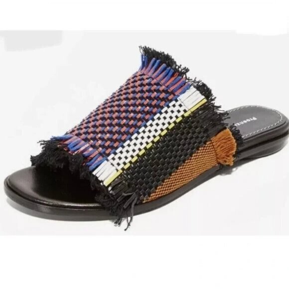 Proenza Schouler Woven Raffia Fringe Slides Size 38 US 7.5 Women's Sandals $595 - Picture 11 of 13